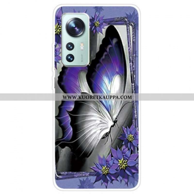Kuori Xiaomi 12 Pro Violetti Butterfly Silikoni