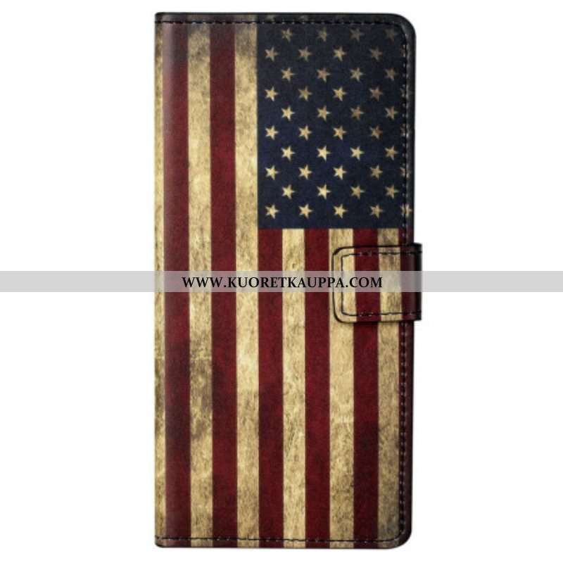 Nahkakotelo Samsung Galaxy S23 5G Vintage Amerikan Lippu
