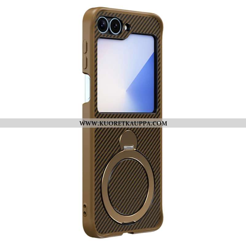 Case Samsung Galaxy Z Flip 7 Fe Puhelinkuoret Hiilikuitumuotoilu Magneettijalustalla