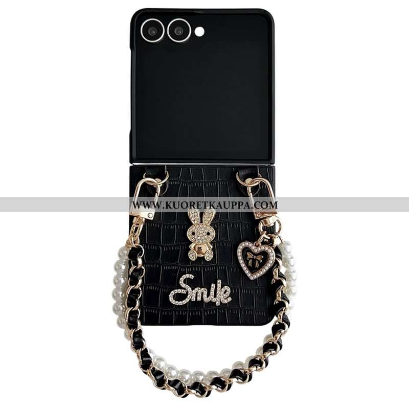 Case Samsung Galaxy Z Flip 7 Puhelinkuoret Hymiöpupu Rannekkeella