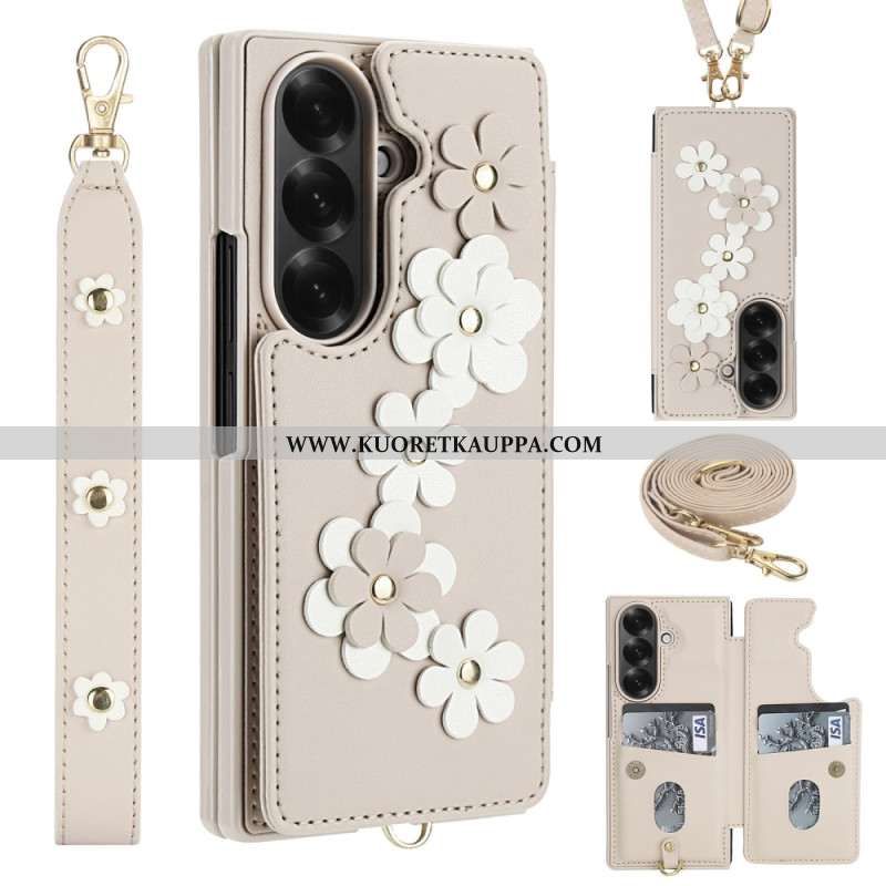 Case Samsung Galaxy Z Fold 7 Puhelinkuoret 3d-kukkakuvioinen Korttiteline Ja Jalusta