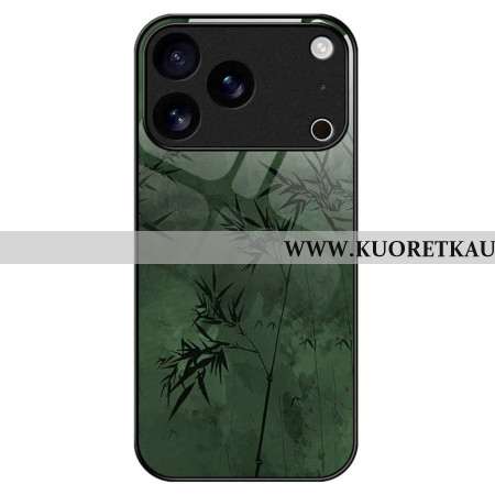 Case iPhone 17 Pro Max Puhelinkuoret Karkaistusta Lasista Valmistettu Kukkakuvio Mustekuvio