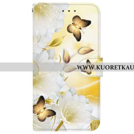 Kotelot Samsung Galaxy S26 Kultaisia Perhosia Ja Kukkia Suojakuori