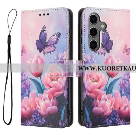 Kotelot Samsung Galaxy S26 Perhonen Ja Vaaleanpunaiset Kukat