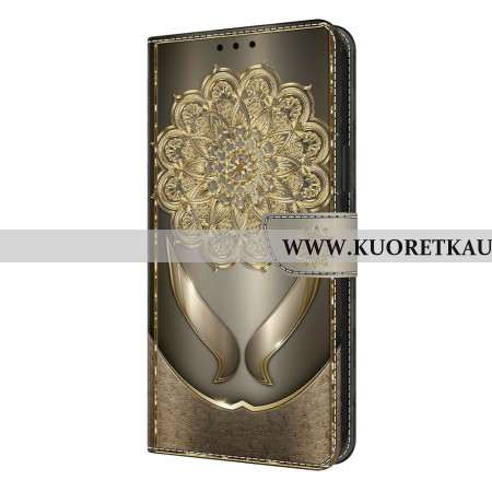 Kotelot Samsung Galaxy S26 Plus Kiiltävät Kultaiset Kukat