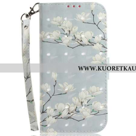 Kotelot Sony Xperia 10 Vii Valkoiset Magnoliat -hihnakorko