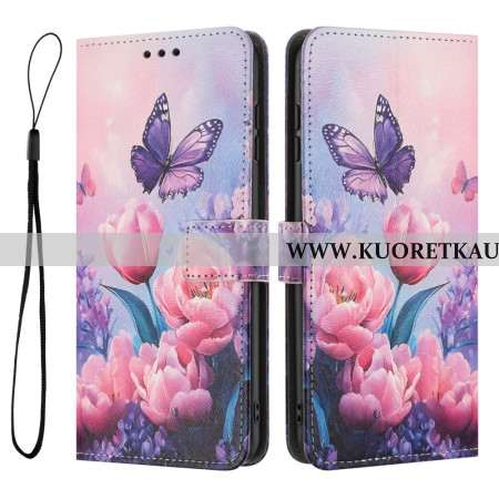 Kotelot Xiaomi 17 Pro Max Perhonen Ja Vaaleanpunaiset Kukat Suojakuori