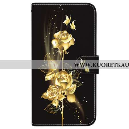 Kuoret Oppo Reno 13 5g Kultaisia Ja Vaaleanpunaisia Perhosia