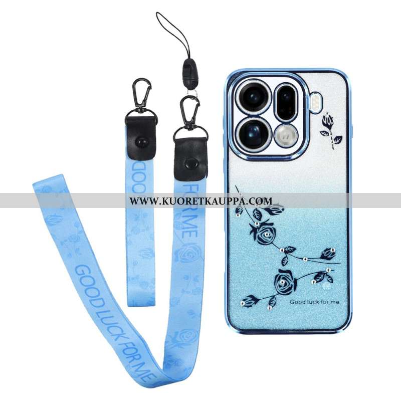 Kuori Oppo Find X9 Pro 5g Hihnoilla Koristeltuja Kukkia Ja Strasseja Suojakuori