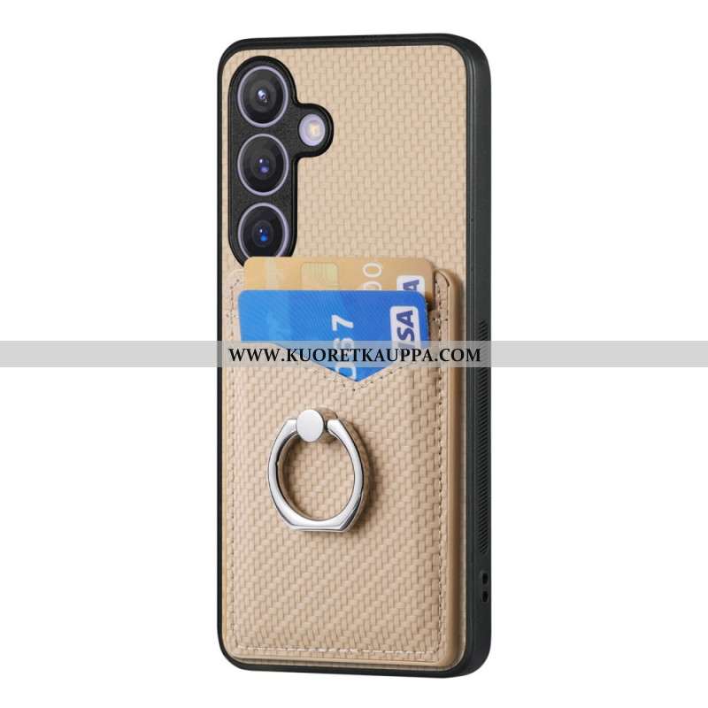 Kuori Samsung Galaxy S25 5g Hiilikuituinen Korttikotelo Ja Rengasteline