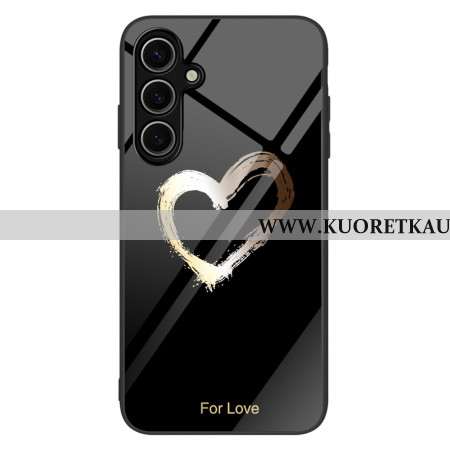 Kuori Samsung Galaxy S25 5g Kultainen Sydän Mustalla Taustalla