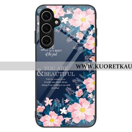 Kuori Samsung Galaxy S25 Plus 5g Karkaistua Lasia Vaaleanpunaisia Kukkia