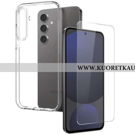 Kuori Samsung Galaxy S25 Plus 5g Läpinäkyvä Karkaistulla Lasisella Näytönsuojalla
