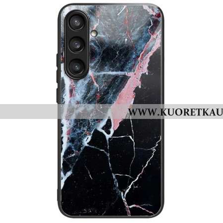Kuori Samsung Galaxy S25 Plus 5g Musta Ja Vaaleanpunainen Marmorikarkaistu Lasi