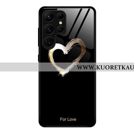 Kuori Samsung Galaxy S25 Ultra 5g Kultainen Sydän Mustalla Taustalla