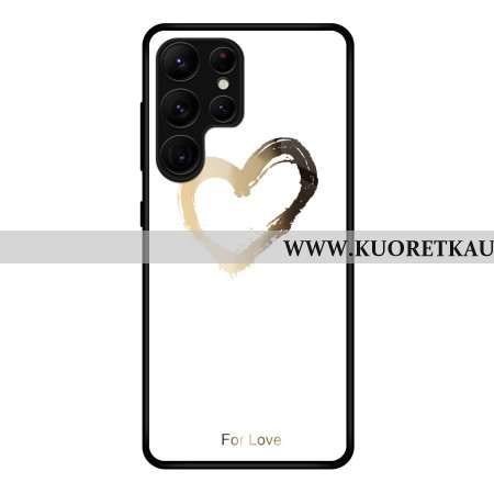 Kuori Samsung Galaxy S25 Ultra 5g Kultainen Sydän Valkoisella Taustalla