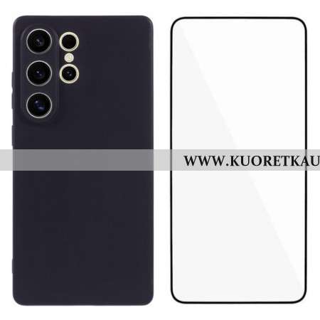 Kuori Samsung Galaxy S25 Ultra 5g Matta Silikoni Karkaistulla Lasilla