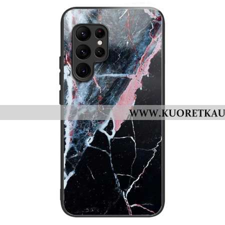 Kuori Samsung Galaxy S25 Ultra 5g Mustavalkoinen Marmori Karkaistu Lasi Suojakuori