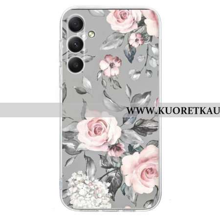 Kuori Samsung Galaxy S26 Kukkia Harmaalla Taustalla