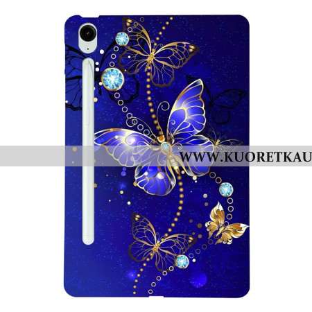 Kuori Samsung Galaxy Tab S10 Fe Plus Sinisiä Ja Kultaisia Perhosia