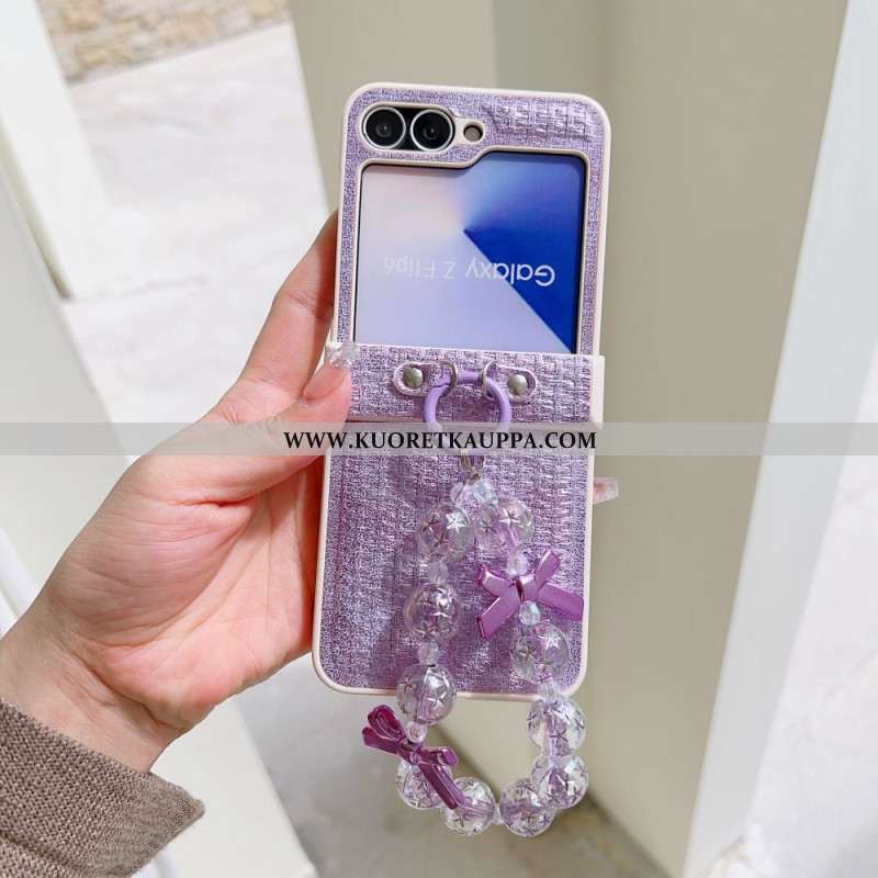 Kuori Samsung Galaxy Z Flip 7 Fe Keinonahkainen Ja Uniikki Rannehihna Suojakuori