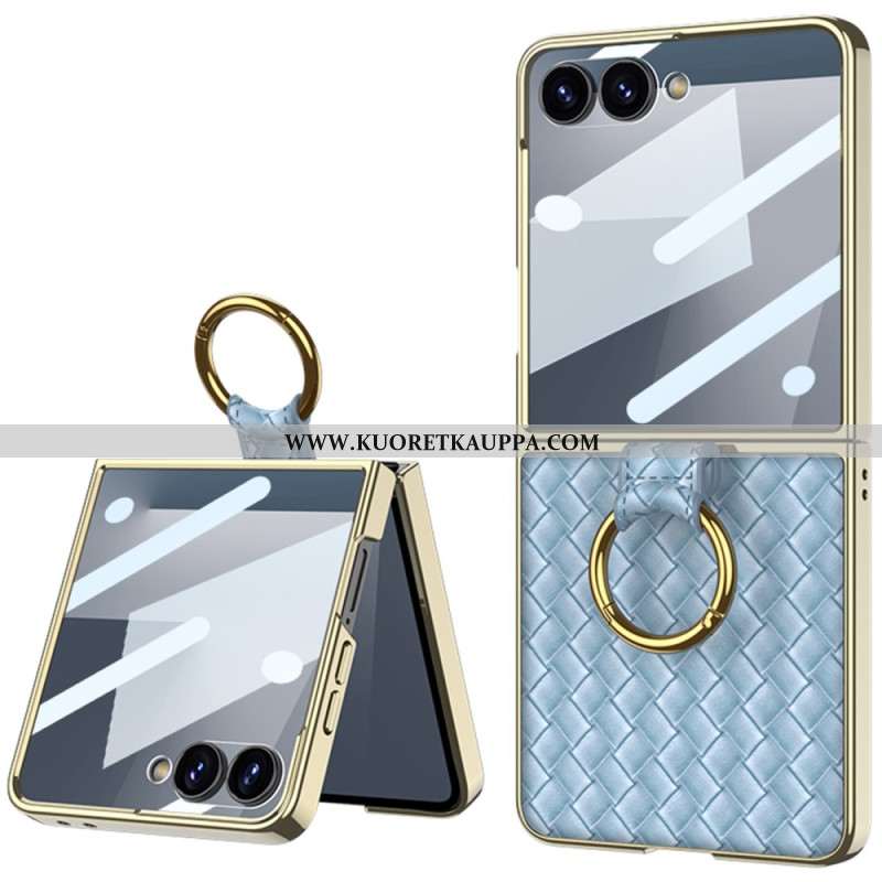 Kuori Samsung Galaxy Z Flip 7 Kudottu Kuviointi Sormuspidikkeellä