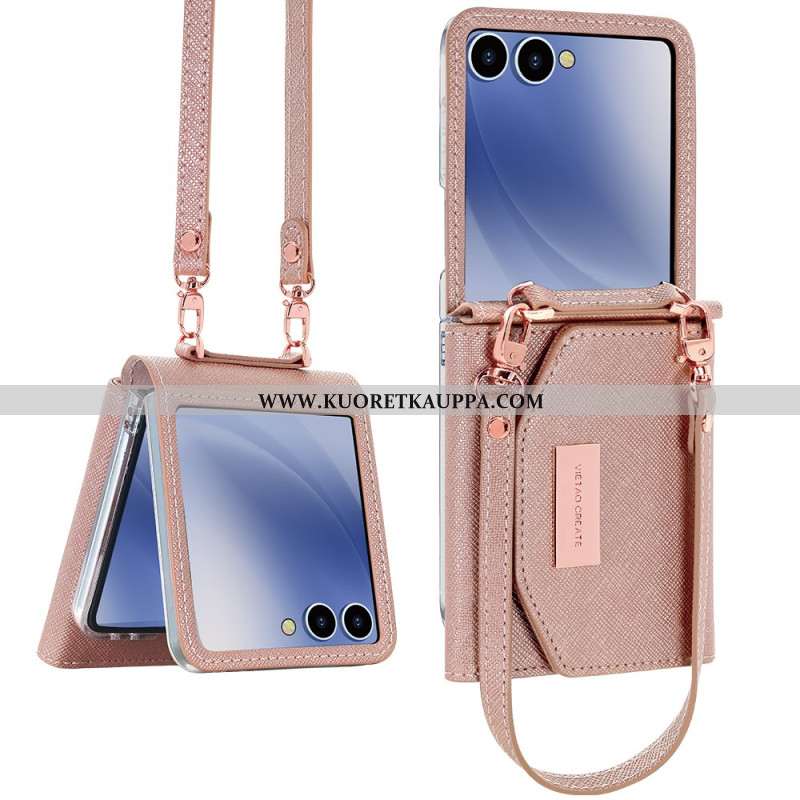 Kuori Samsung Galaxy Z Flip 7 Lompakko Ja Hihna Suojakuori