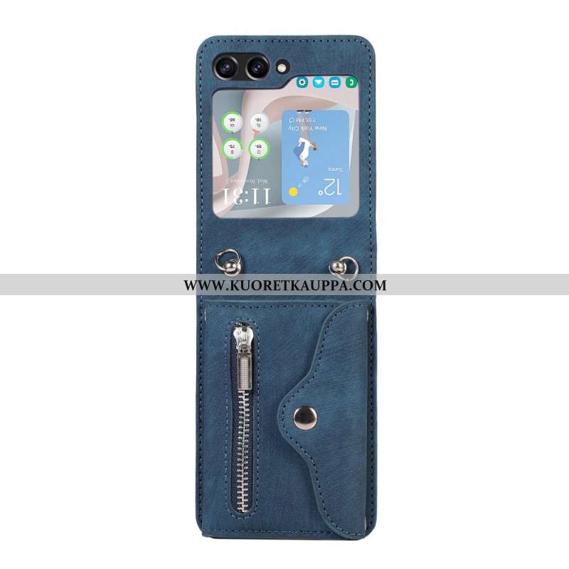 Kuori Samsung Galaxy Z Flip 7 Lompakko Nauhalla Ja Olkahihnalla