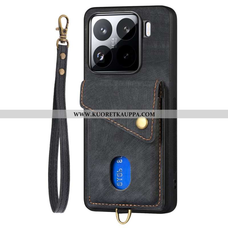 Kuori Xiaomi 15 Mokkanahkamainen Korttikotelo Ja Hihna