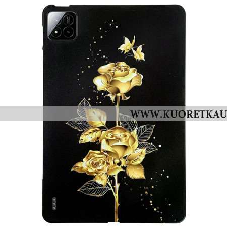 Kuori Xiaomi Pad 7 / 7 Pro Kultaisia Ruusuja Ja Perhosia Suojakuori