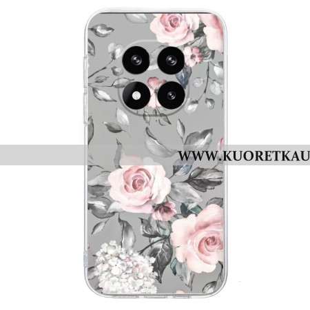 Kuori Xiaomi Redmi Note 14 Pro 5g Kukkakuvio Harmaalla Taustalla