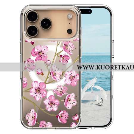 Kuori iPhone 17 Pro Max Magsafe-yhteensopiva Vaaleanpunaiset Kukat