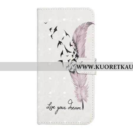 Nahkakotelo Oneplus Nord 4 3d-vaaleanpunainen Höyhen