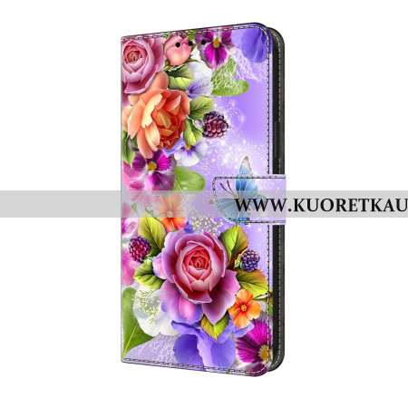 Nahkakotelo Samsung Galaxy A17 4g / 5g Intensiivinen Kukkakuvio