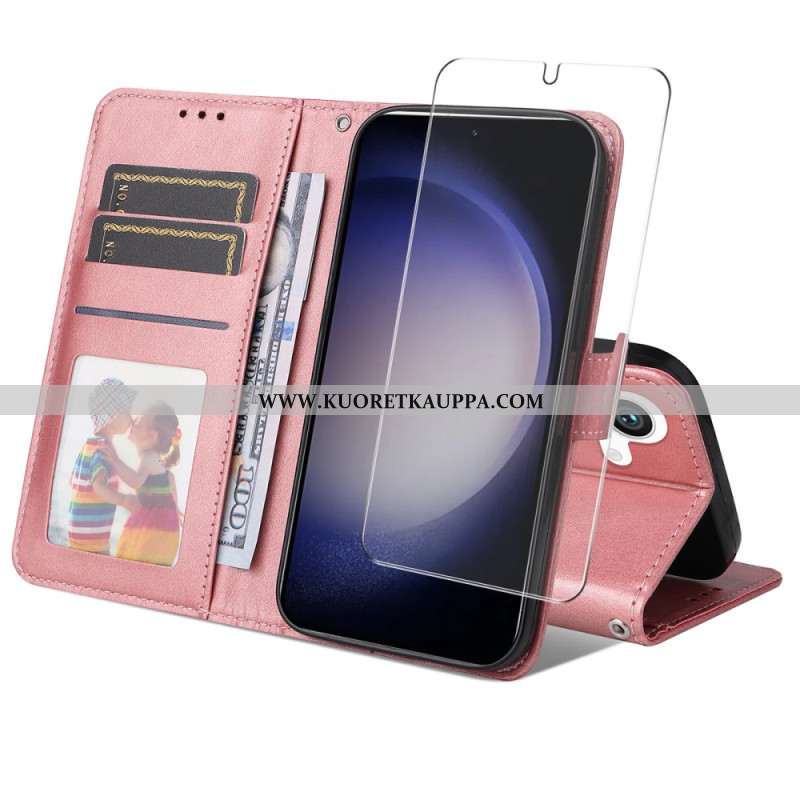 Nahkakotelo Samsung Galaxy S25 5g Enkay Keinonahkainen Näytönsuoja Karkaistusta Lasista