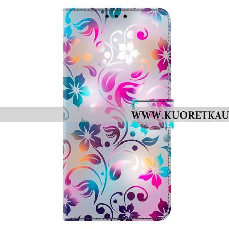 Nahkakotelo Samsung Galaxy S26 Plus Käsintehdyt Kukat