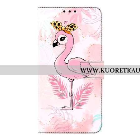 Nahkakotelo Samsung Galaxy S26 Plus Vaaleanpunainen Lintuaihe