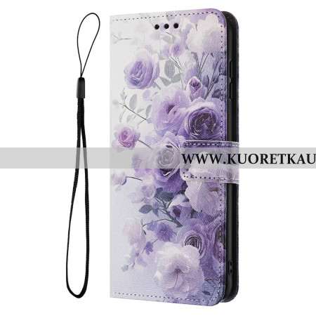 Nahkakotelo Sony Xperia 1 Vii Violetit Ruusut