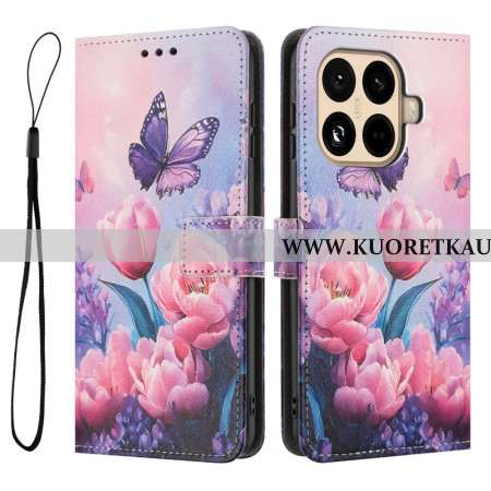 Nahkakotelo Xiaomi 15t Pro Tulppaanit Ja Perhoset