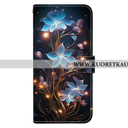 Nahkakotelo Xiaomi 15t Sininen Kukkakuvio