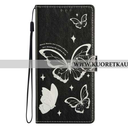 Nahkakotelo Xiaomi Redmi Note 14 4g Mustavalkoisia Perhosia