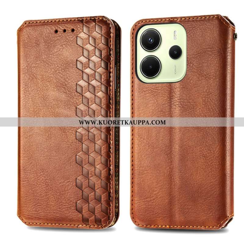 Nahkakotelo Xiaomi Redmi Note 14 4g Vintage-nahkakuvio Timanttikuviolla