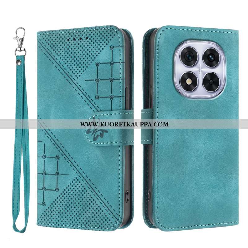 Nahkakotelo Xiaomi Redmi Note 14 Pro 4g Geometrinen Kuvio Hihnalla