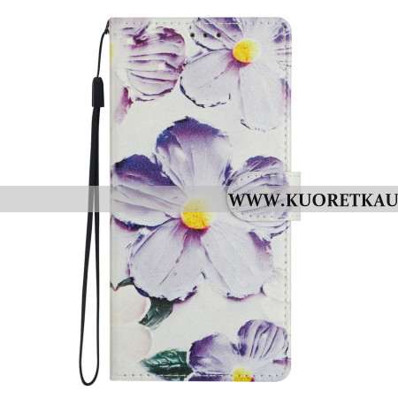 Nahkakotelo Xiaomi Redmi Note 15 5g Violetit Kukat