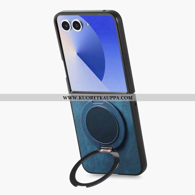 Puhelinkuoret Samsung Galaxy Z Flip 7 Nahkaefekti Pyörivällä Jalustalla