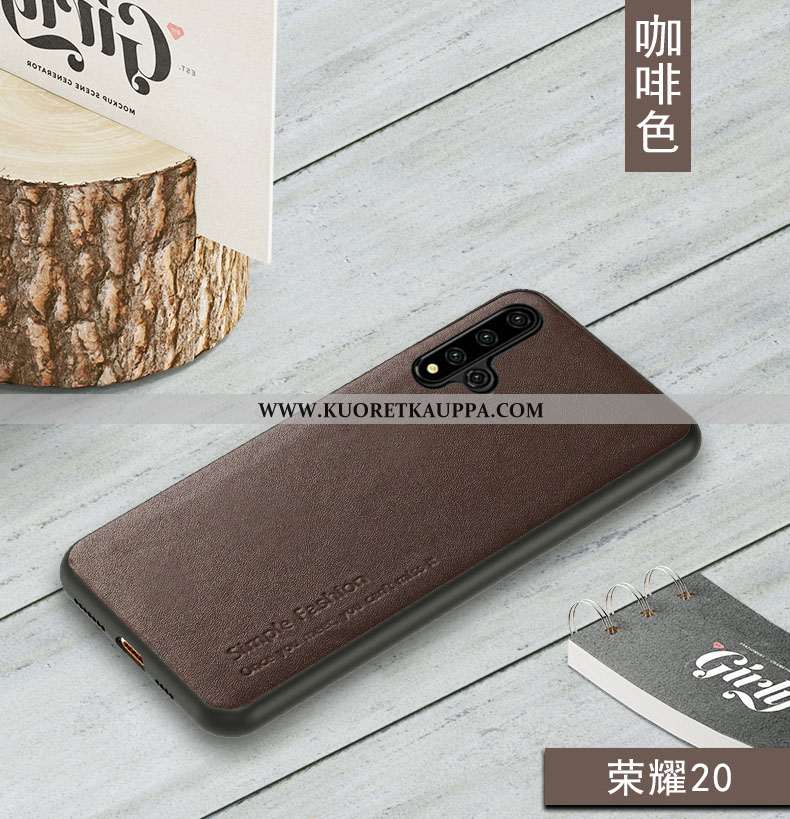 Kuori Honor 20, Kuoret Honor 20, Kotelo Honor 20 Suojaus Aito Nahka Nahka Ylellisyys Lehmä Tummansin