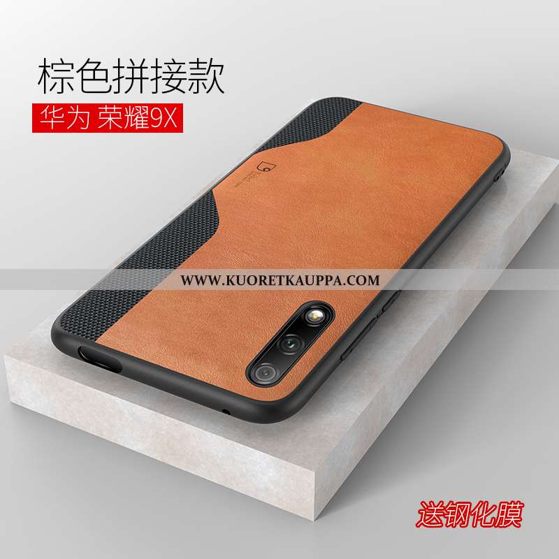 Kuori Honor 9x, Kuoret Honor 9x, Kotelo Honor 9x Nahka Kukkakuvio Pesty Suede Ultra Valo Khaki