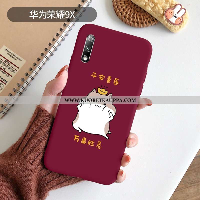 Kuori Honor 9x, Kuoret Honor 9x, Kotelo Honor 9x Pesty Suede Suuntaus L Valo Punainen