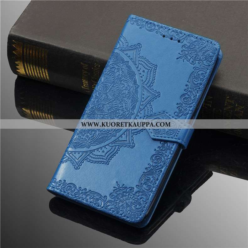 Kuori Huawei Nova 5t, Kuoret Huawei Nova 5t, Kotelo Huawei Nova 5t Nahka Suojaus Kukka Tummansiniset