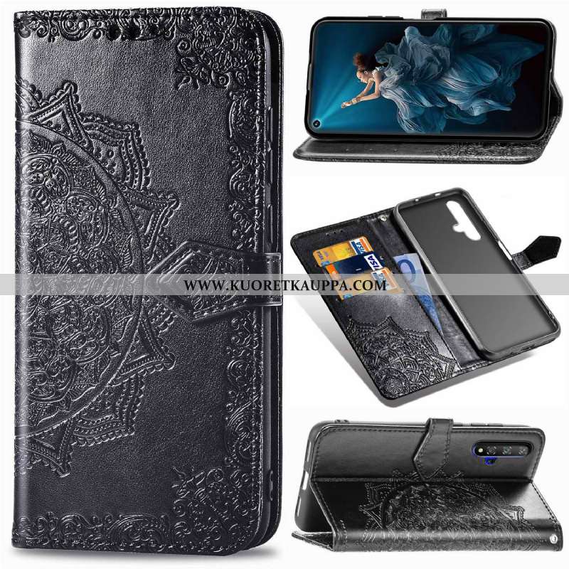 Kuori Huawei Nova 5t, Kuoret Huawei Nova 5t, Kotelo Huawei Nova 5t Nahka Suojaus Kukka Tummansiniset